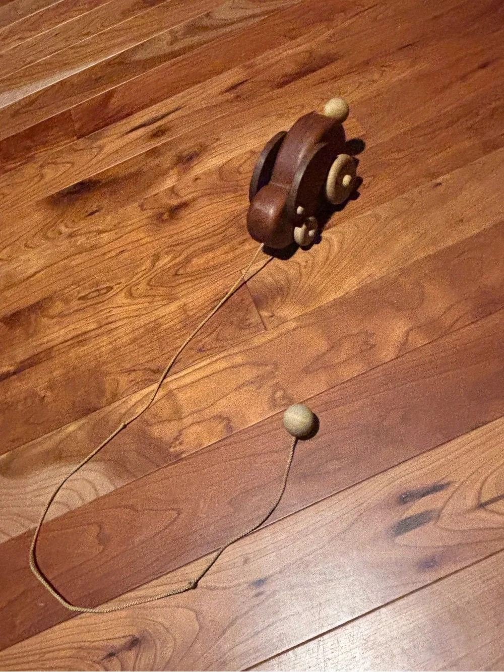 Wooden Bunny Pull Toy with String - Brown